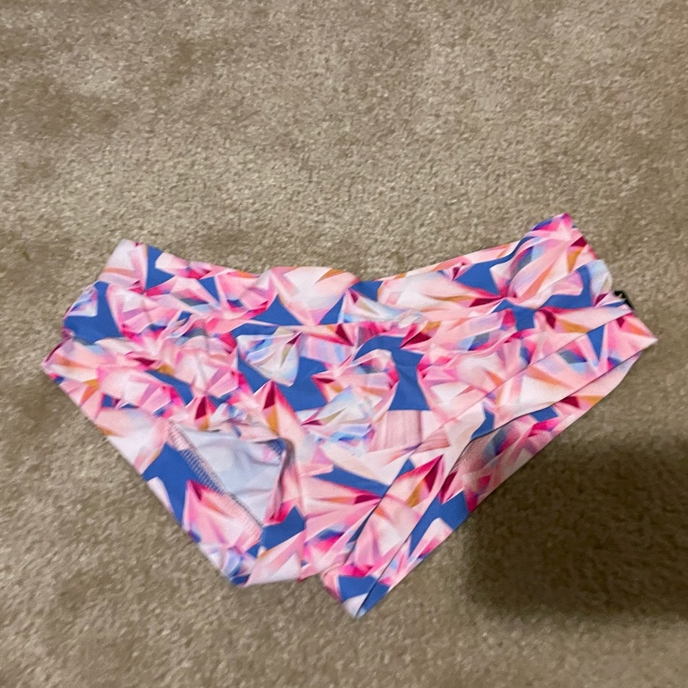 Cleo Pole Dance Shorts Blue and Pink Abstract Small